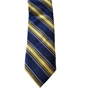 Jos.‎ A. Bank Traveler Silk Tie Navy Gold Stripe Necktie Business Formal
